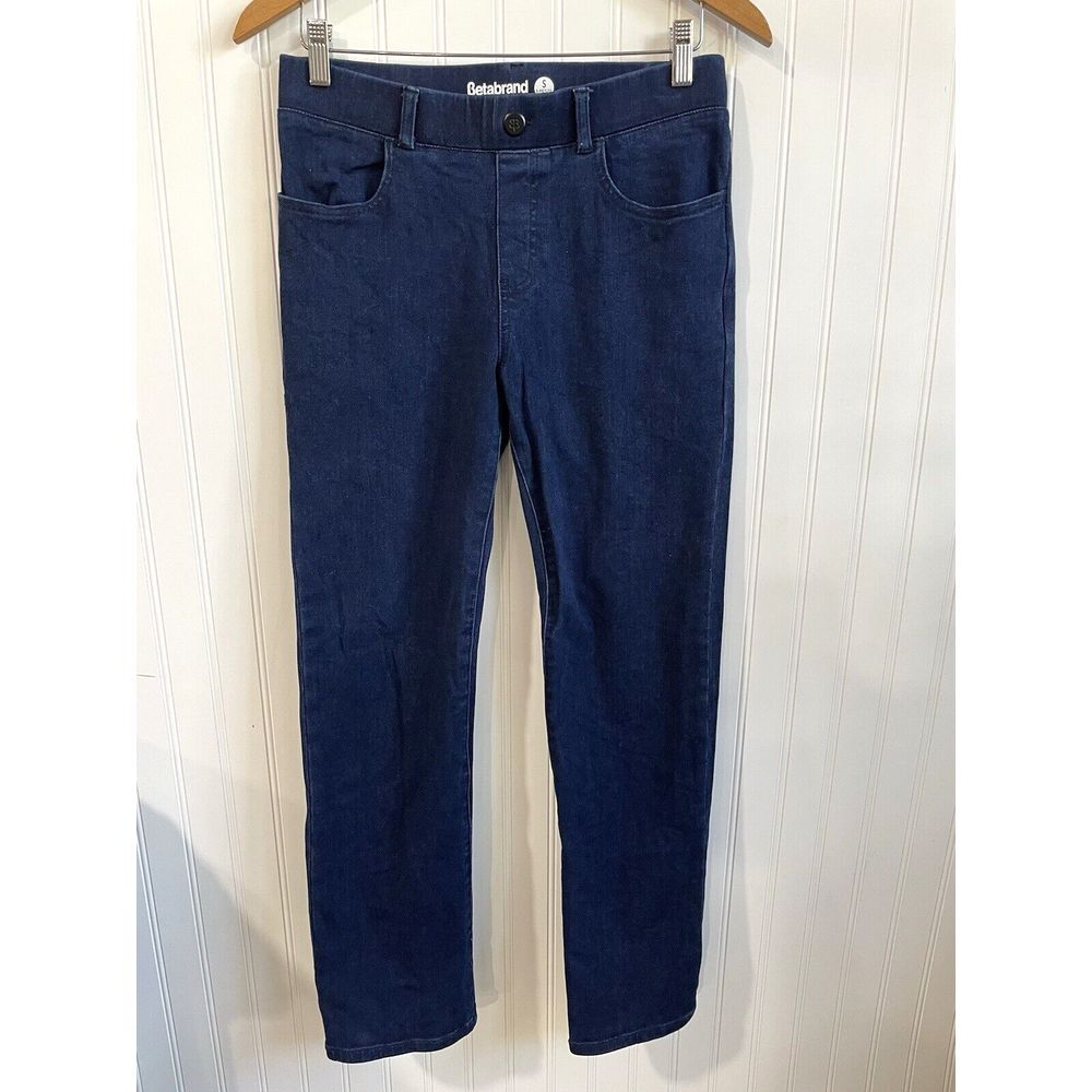 Betabrand Pull On Jeans Womens Small Petite Blue Dark Wash Skinny Denim Yoga